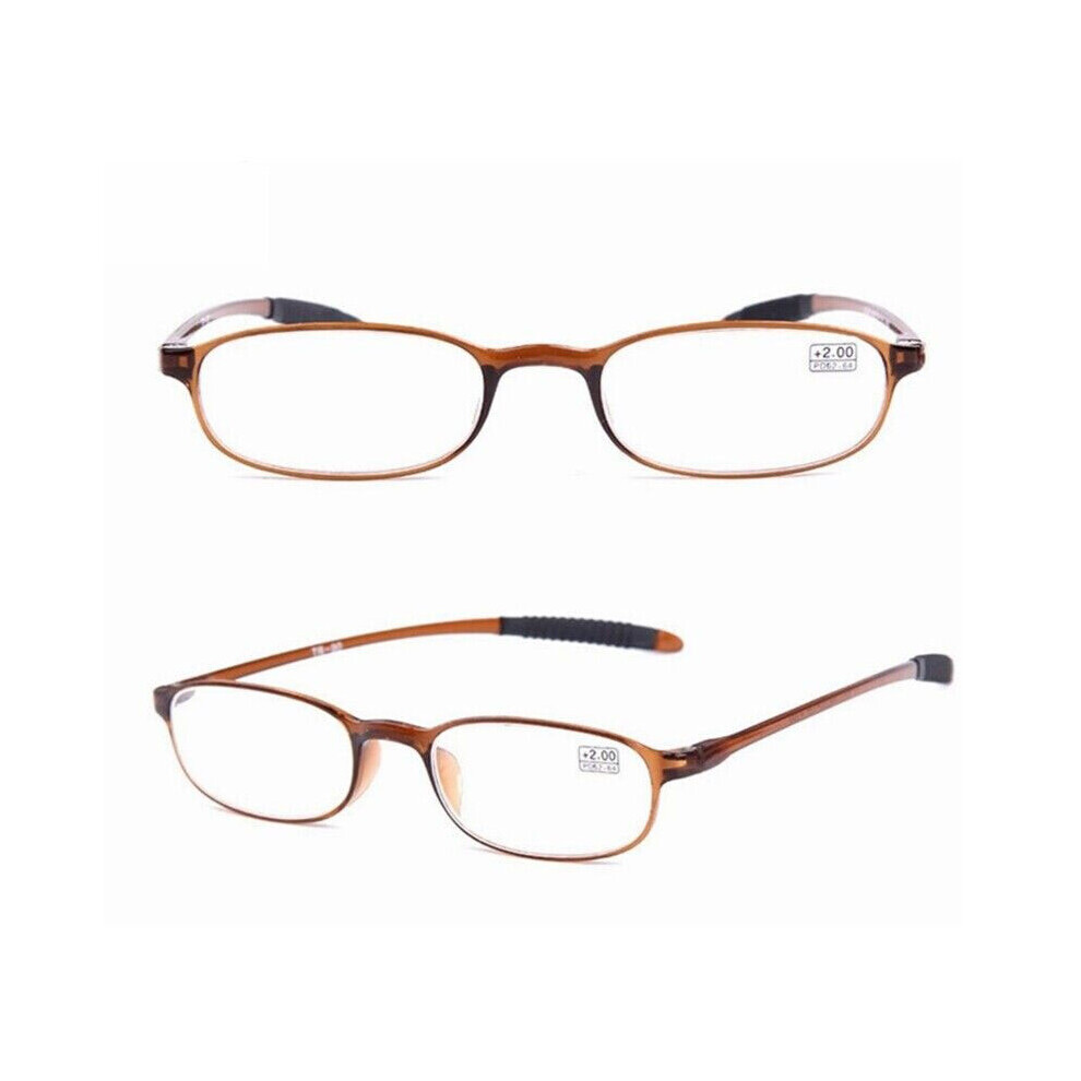 Brown (, +2.00) Ultralight Unbreakable Men Women Plastic Reading +1.0 +1.5 +2.0 +2.5 +3.0 +3.5 +4.0