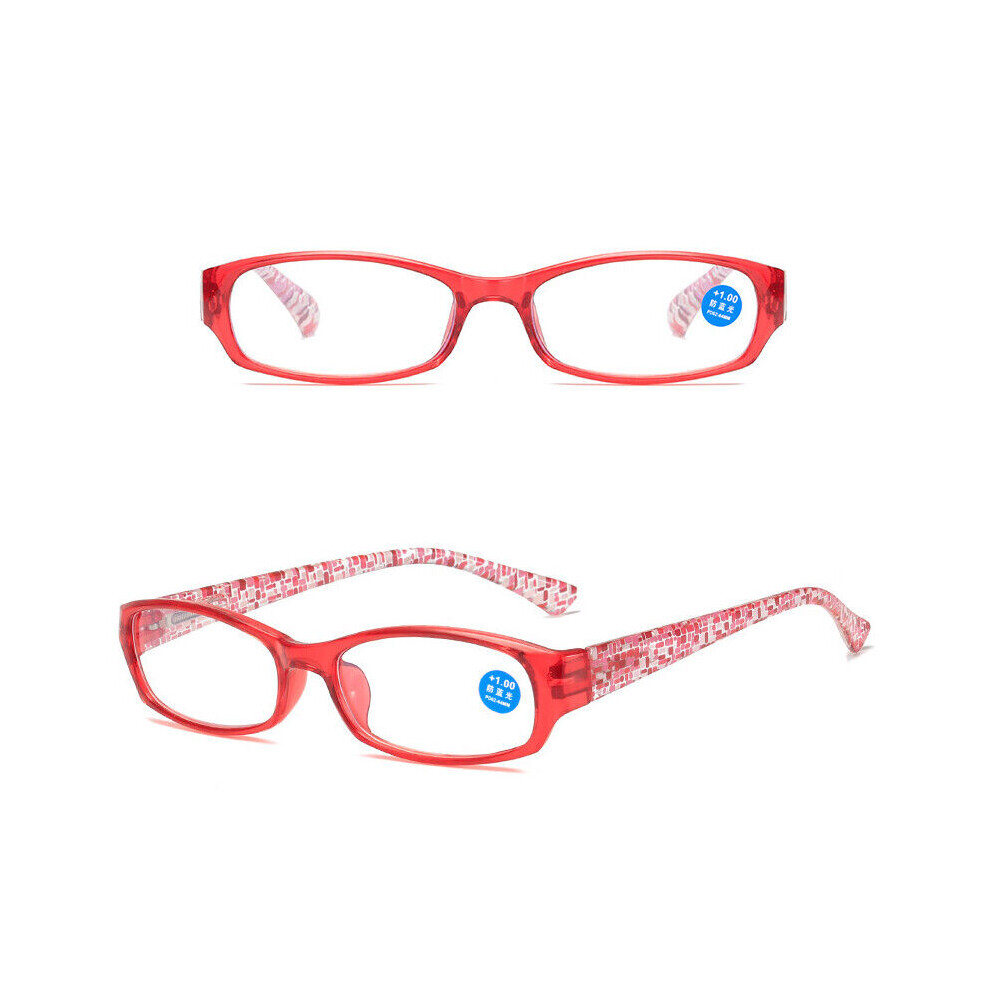Red/Blue/Light (+2.00, ) Womens Reading Glasses Blocking Spring Hinge Readers +1.0 To +4.0