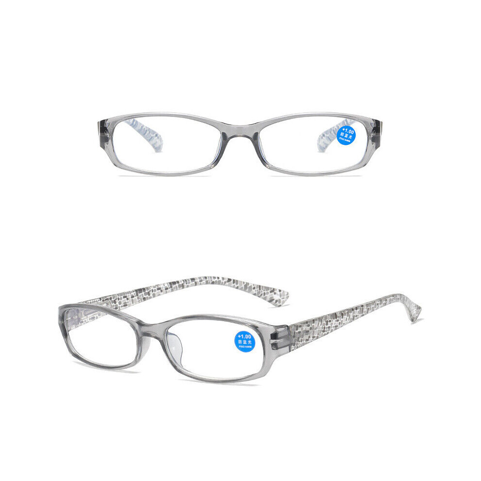 Gray/Blue/Light (+3.00, ) Womens Reading Glasses Blocking Spring Hinge Readers +1.0 To +4.0