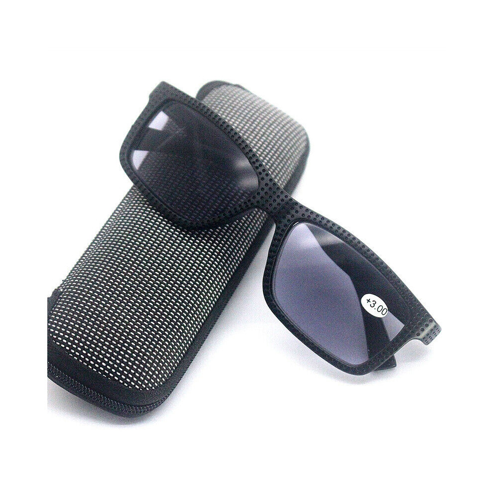 (+1.50, Matte black) Mens Womens Rectangle Reading Glasses Sunglasses UV Readers Tinted +1.0 1.5 2.0 2.5 3.0 3.5