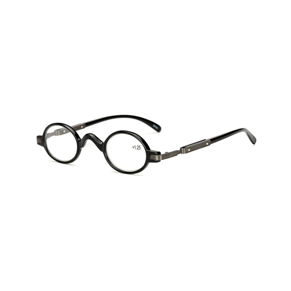 (+3.00, Black) Vintage Reading Glasses Small Round Retro Readers 1.0 1.5 2.0 2.5 3.0 3.5 4.0