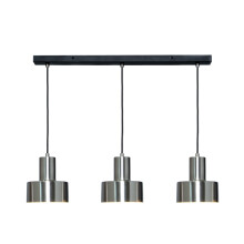 Litecraft Russ Ceiling Pendant Industrial Diner 3 Light - Satin Nickel