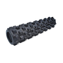 RumbleRoller - Rodillo de espuma muscular texturizado extra firme que manipula el tejido blando como un masajista (Negro, tama o mediano)