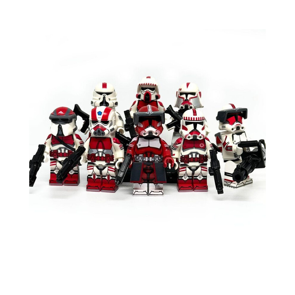 Sunvivid Coruscant Guard Shock Troopers Commander Fox Clones Star Wars Clone Wars Arf Arc Paratroopers Minifigures Red
