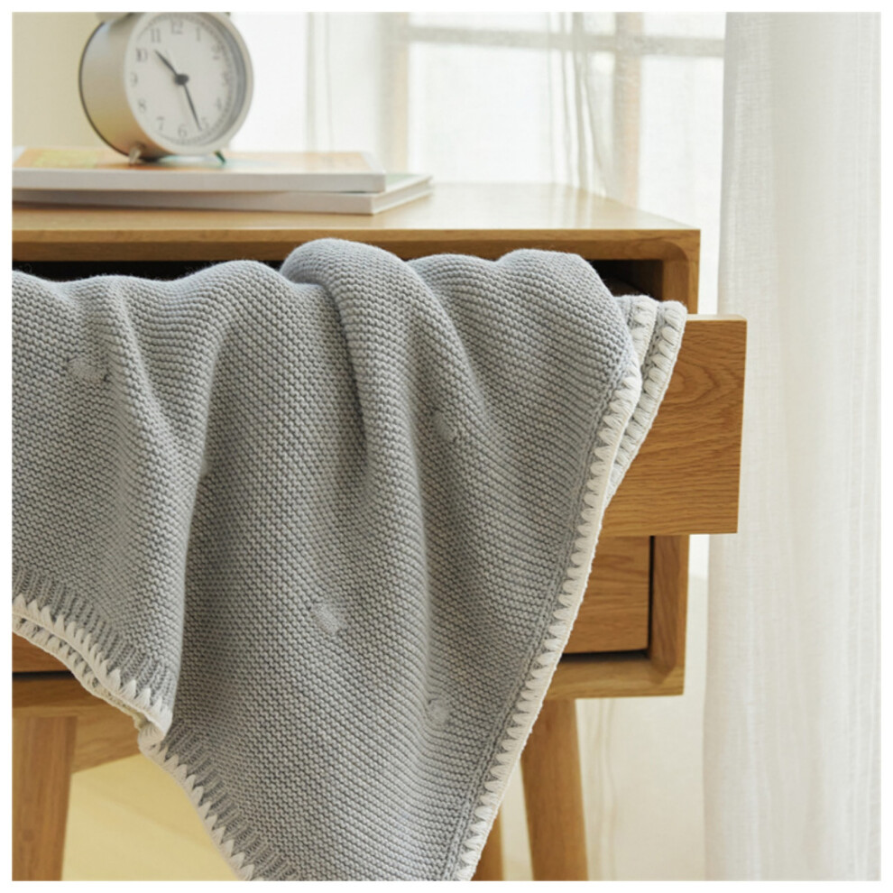 (Grey) Pure Cotton Knit Baby Blankets ,Soft Knitted Warm Cozy Cuddle Stroller Crib Blanket For Newborns, Infants & Toddlers Grey