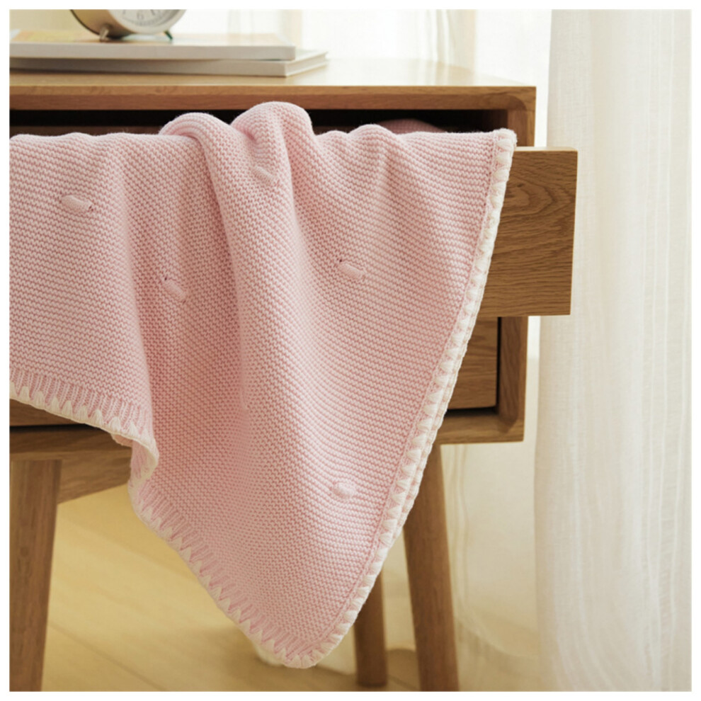 (Pink) Pure Cotton Knit Baby Blankets ,Soft Knitted Warm Cozy Cuddle Stroller Crib Blanket For Newborns, Infants & Toddlers Pink