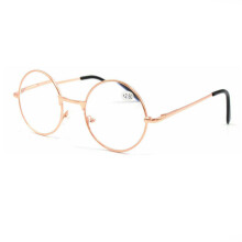 (Rose Gold, +4.00) Classic Round Reading Glasses Vintage Metal Readers +1.0 ~ 4.0 Mens Womens