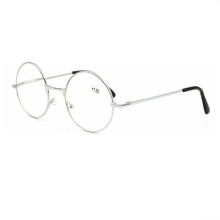 (Silver, +4.00) Classic Round Reading Glasses Vintage Metal Readers +1.0 ~ 4.0 Mens Womens