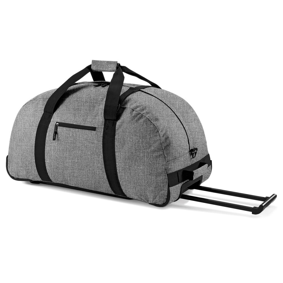(One Size, Grey Marl) BagBase Classic Wheelie Holdall / Duffle Travel Bag