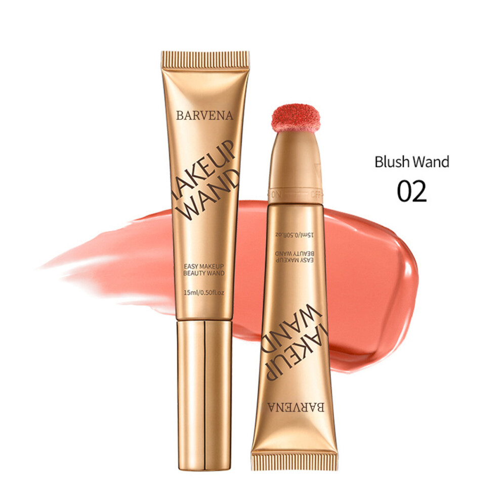(Blush Wand #02, 1pcs) 1pcs Liquid Beauty Wand, Liquid Face Contour Highlighter Blush Stick with Cushion Applicator, Long Lasting Natural Matte/Shimme