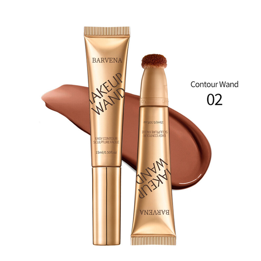 (Contour Wand #02, 1pcs) 1pcs Liquid Beauty Wand, Liquid Face Contour Highlighter Blush Stick with Cushion Applicator, Long Lasting Natural Matte/Shim