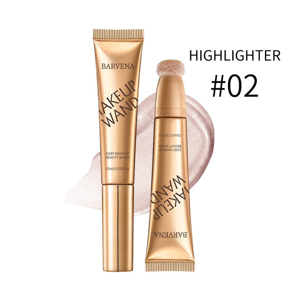 (HIGHLIGHTER #02, 1pcs) 1pcs Liquid Beauty Wand, Liquid Face Contour Highlighter Blush Stick with Cushion Applicator, Long Lasting Natural Matte/Shimm