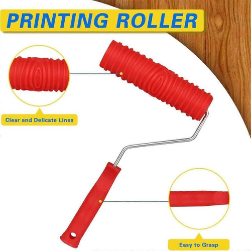 Paint Roller, Paint Pattern Roller, Wood Grain Tool Kit, Wood Graining Maker Tool with Handle for W 1