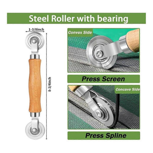 Screen Roller Tool,Screen Spline Tool,Spline Roller,3-In-1 Screen Door Repair Kit for Installing Do 1