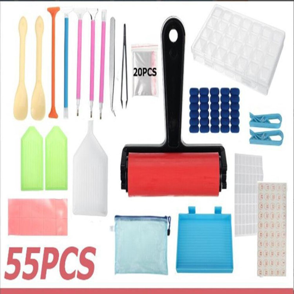 (as the picture, 55-piece set) Diamond Painting & Cross Stitch Drill Tool Kit - Self-Sealing Point Drill Set