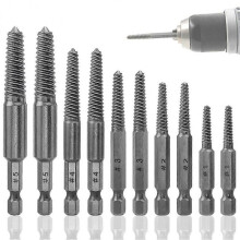 Screw Extractor Set,10 Pcs Screw Extractor,1/4inch Hex Shank Broken Screw Extractor,Screw Remover &