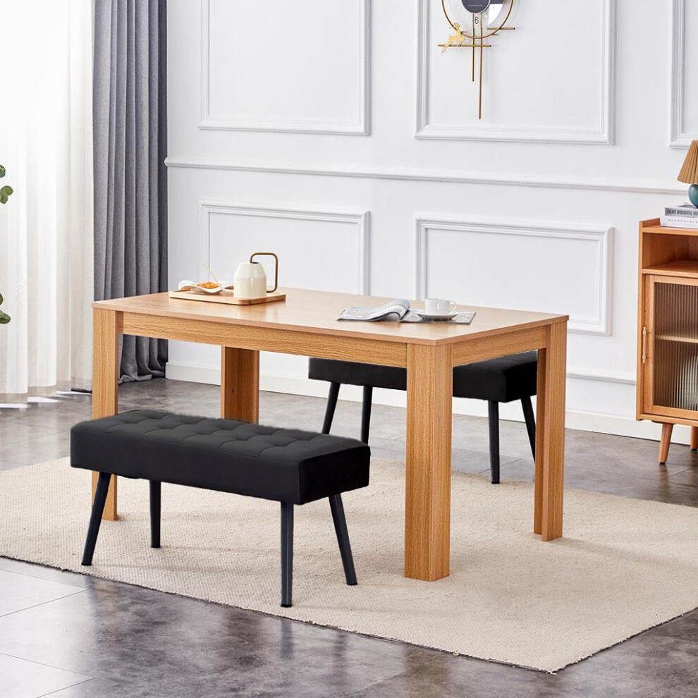 Dining Table and 2 Benches Oak Effect Wood Table