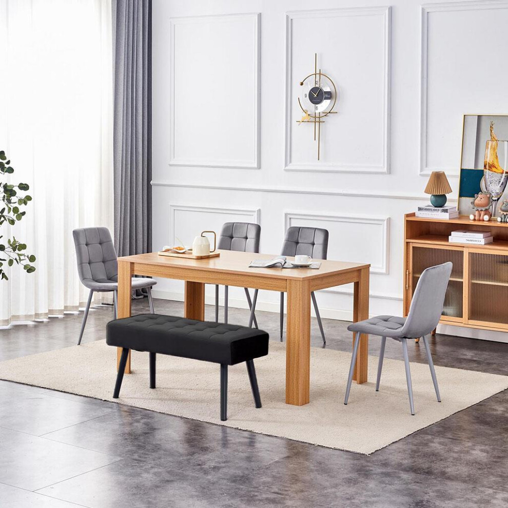 Dining Table and 4 Chairs With Bench Oak Effect Wood Table
