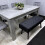 Grey Wooden Dining Table Set with 4 Grey Chairs and 1 Bench 2