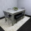 Grey Wooden Dining Table Set with 4 Grey Chairs and 1 Bench 1