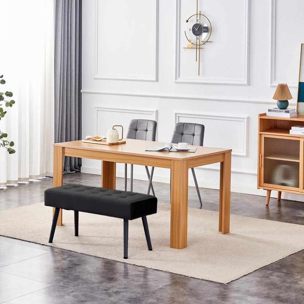Dining Table and 2 Chairs With Bench Oak Effect Wood Table