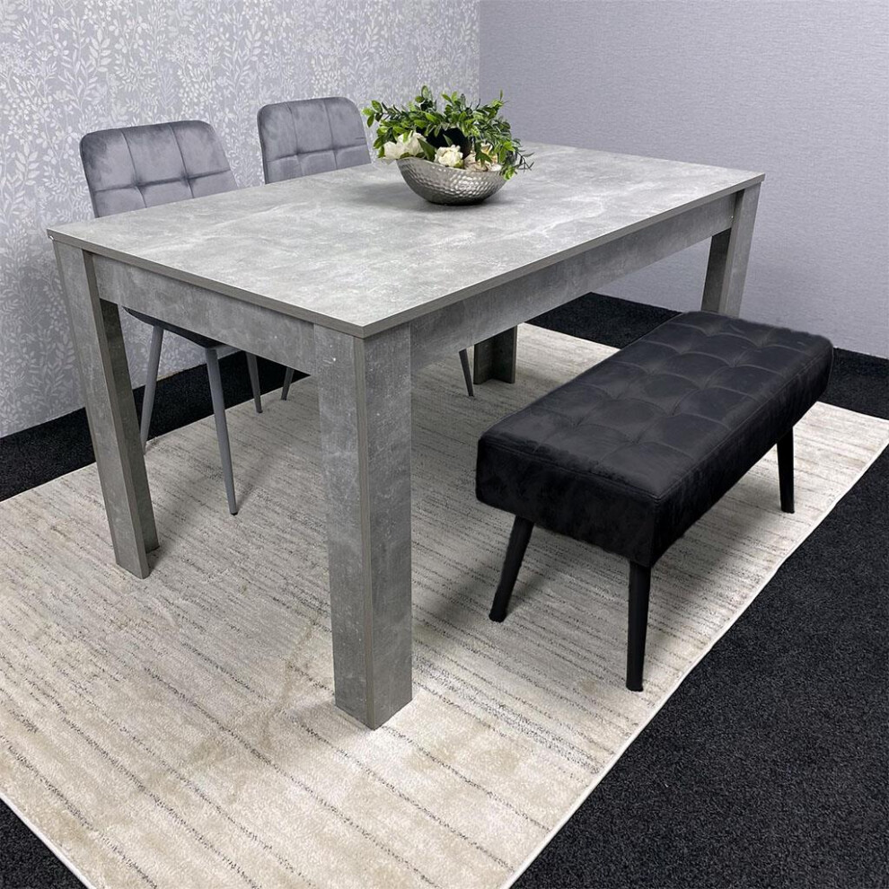 Grey Wooden Dining Table Set with 2 Grey Chairs and 1 Bench