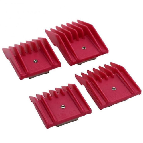 4 Pieces A5 Style Hair Clipper Attachment Cutting Combs Set Red