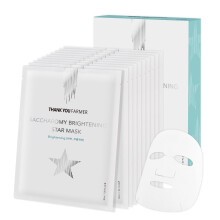 THANKYOU FARMER Saccharomy Brightening Star Mask (10ea) - Phyto Mucin Essence for Glowing Niacinamid Fermented Rice Saccharomyces Korean Sheet Ma
