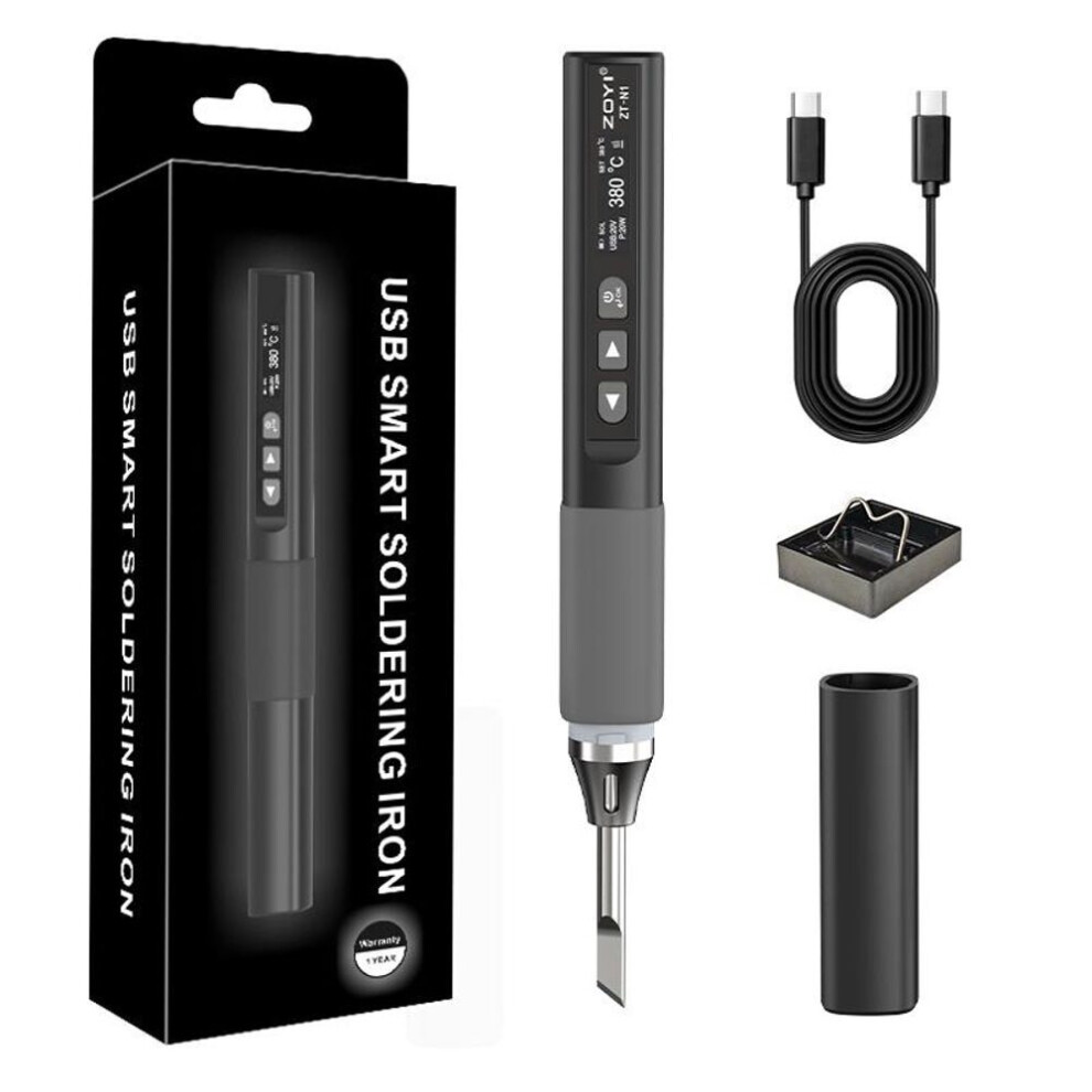 (black, package1) Zoyi Zt-n1 Portable 96w Electric Soldering Iron With Power Bank Compatibility - Ideal For Mobile Repair & Diy
