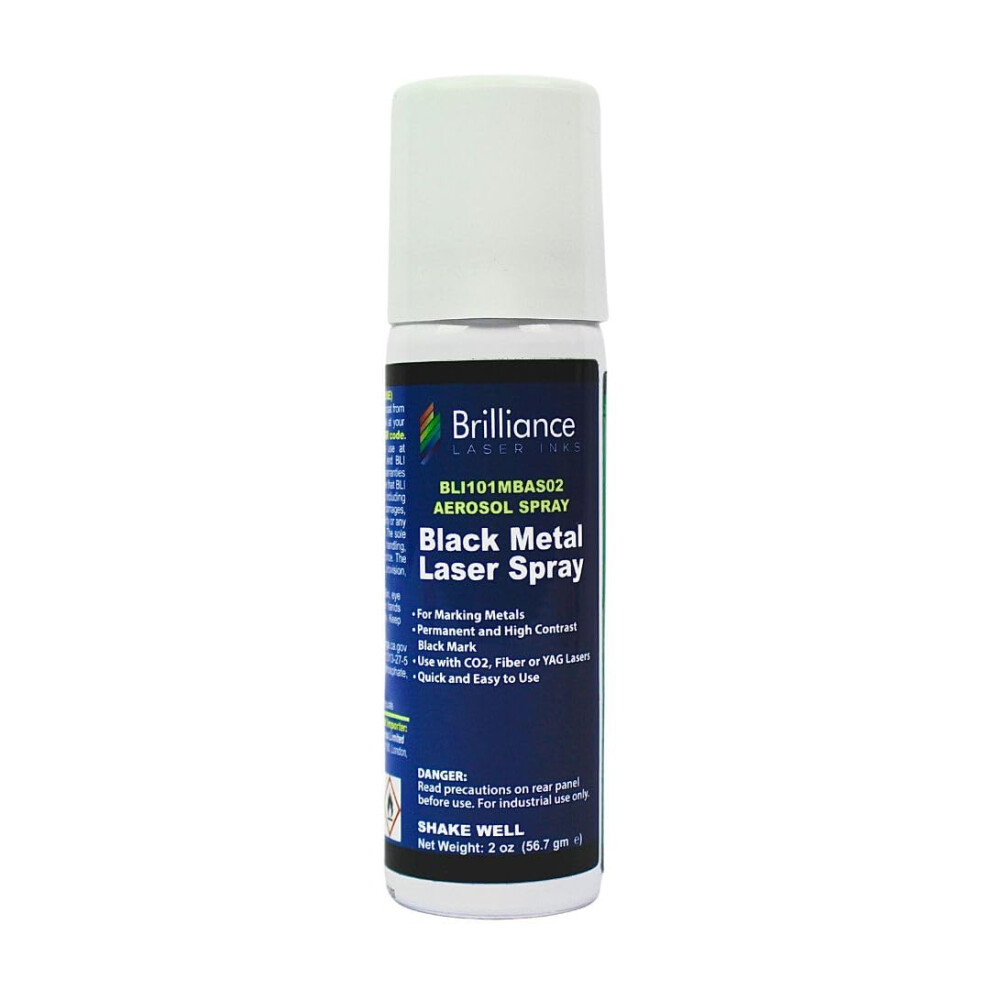 Brilliance Laser Inks 2 Oz Laser Marking Spray - Black  Permanent High Contrast Metal Marker Aerosol for Fiber  YAG  Diode  and CO2 Laser Engraver Mac