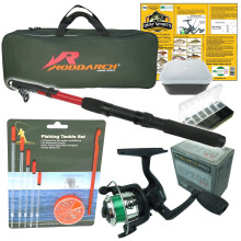 Roddarch Beginners Rod &amp; Reel Fishing Kit FKV3 - Hunter Pro HP200XR Reel, 2m Telescopic Rod, Tackle &amp; 20-Page Guide