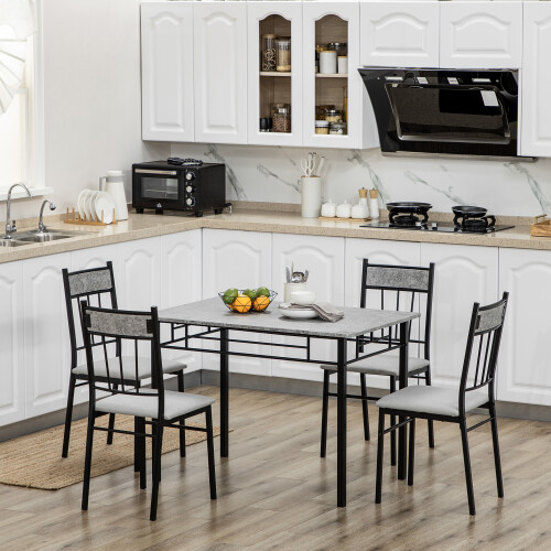 Homcom HOMCOM 5 Pieces Dining Room Sets, Kitchen Table and Chairs Set 4 with Marble Top
