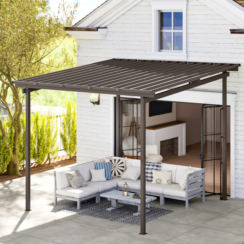 Outsunny 3 X 3(M) Waterproof Metal Pergola Easy To Assemble Lean To Pergola