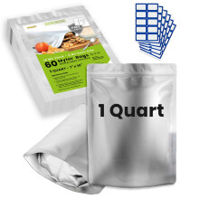 60 kpl 1 Quart Mylar pussit elintarvikkeiden sδilytykseen - Ekstrapaksu 10 Mil - Hajutiivis Mylar pussit 1 Quart - Vetoketjulliset pussit 7 x 10 - Pi