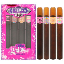 Cuba Cuba Latino Collection Donna Set regalo da 4 pezzi 1.17oz Cuba Copacabana EDP Spray 1.17oz Cuba Maya EDP Spray 1.17oz Cuba Carnaval EDP Spra