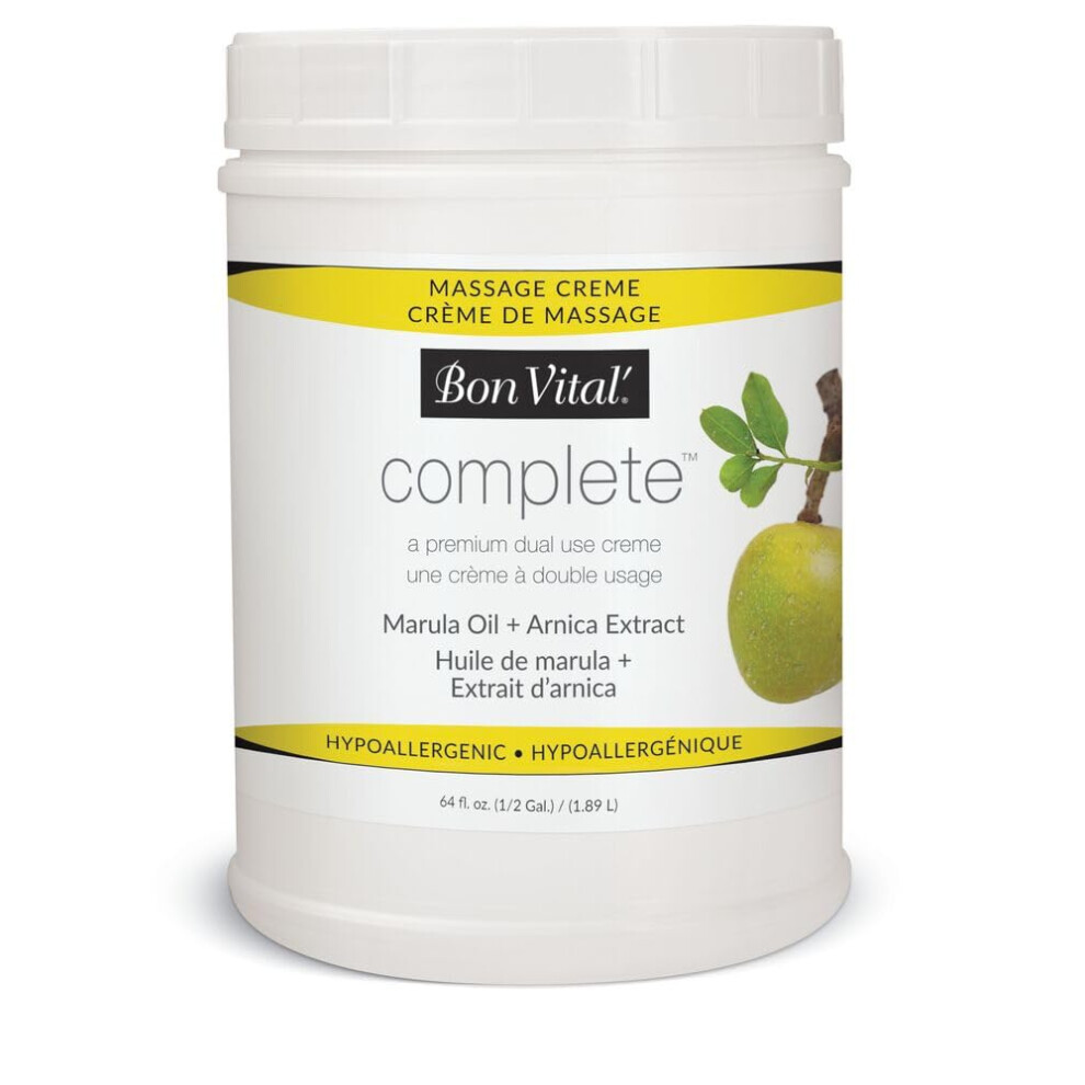 Bon Vital' Cream Complete Massage Creme Premium Dual Use For Hypoallergenic Professional Massages Non Greasy Unscented Moisturizer Made Wit