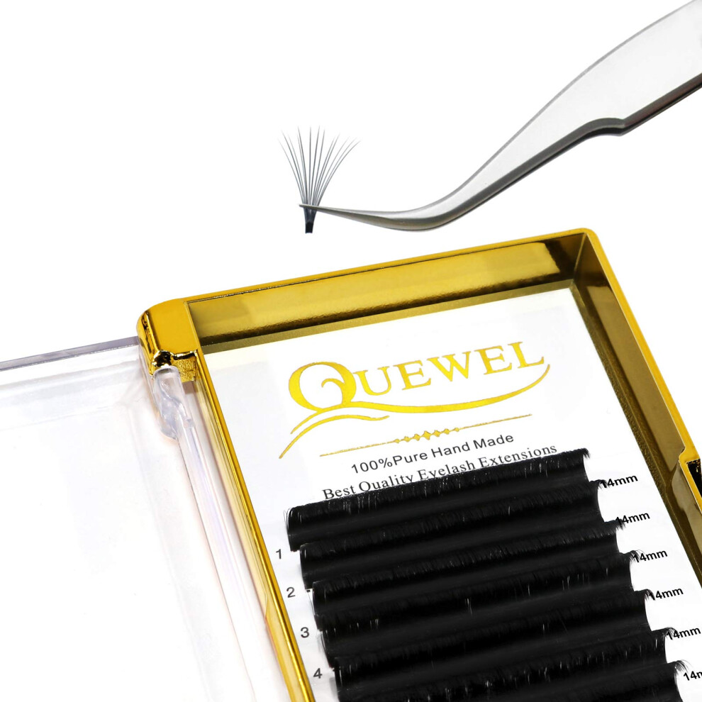 Quewel Volume Eyelash Extensions | 0.03-0.12Mm | C/Cc/D/Dd Curl | 8-25Mm Length | Easy Fan Volume Lashes 2D-20D Self Fanning Volume Lashes 0
