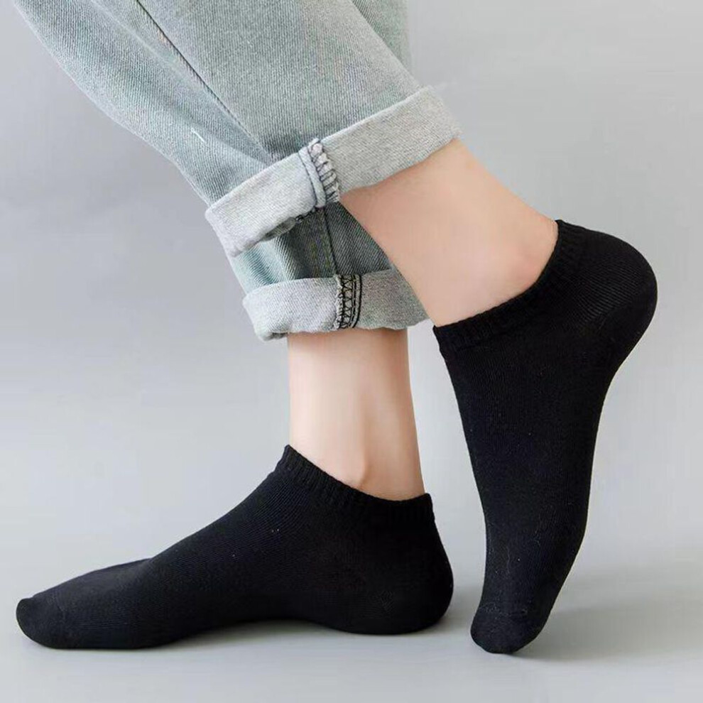 (black, One Size) Women's & Men's Thin Boat Socks: Invisible Solid Color, Shallow Mouth Sports, Breathable, Sweat-absorbent, Perfect For Spring & Summer