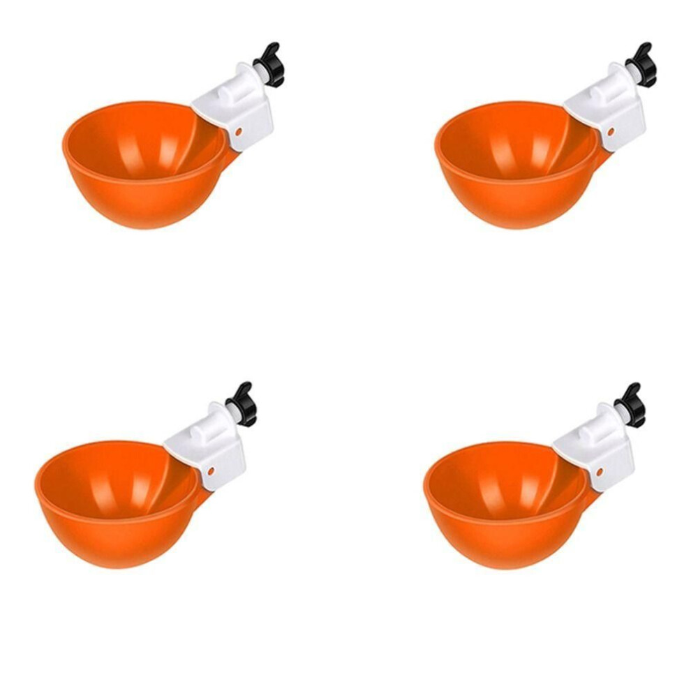 (orange) 4PCS Drinking Bowl Automatic Chicken Water Feeder Poultry Kit Chicken Waterer  for Chicks Duck Goose