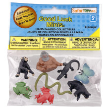 Safari Ltd. Good Luck Minis Rainforest Fun Pack - 8 minifiguren inclusief slangkikkers vlinder chimpansee orang-oetan kaaimanbeer - educatieve speelg