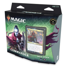Magic: The Gathering Zendikar Rising Commander Deck - Sneak Attack | 100 Spelklar för Spel | 1 Foil Commander | Blå-Svart
