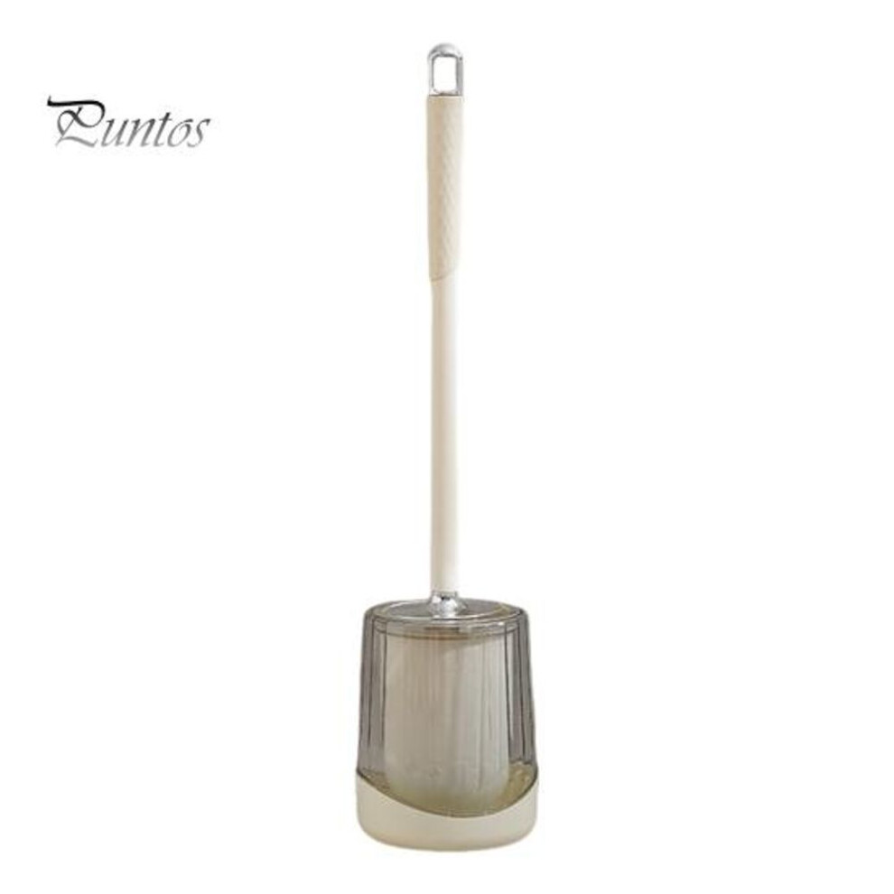 (silver) Toilet Brush with Holder Plastic Bathroom Toilet Brushes Fine Brush Head Extended Handle Wall Mountable Toilet Bowl Brush