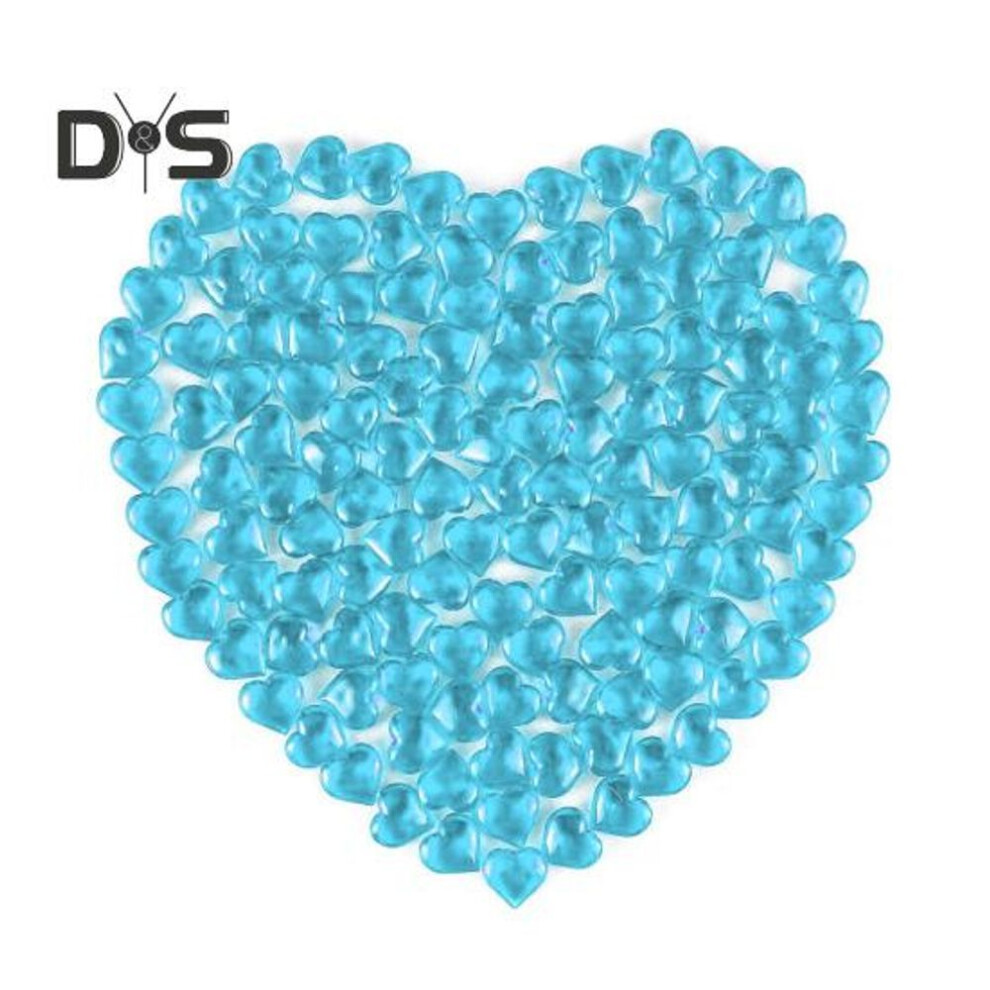 (blue) 250Pcs Acrylic Heart Faux Crystal Translucent Heart-shape Fake Gems Vase Filler for DIY Table Scatter Valentine's Day Wedding Party Decor