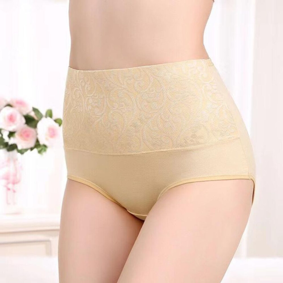 (tan, XL) Plus Size Underwear Women High Waist Women's Panties Cotton Brief Girl Breathable Panty Abdominal Underpants Ladies