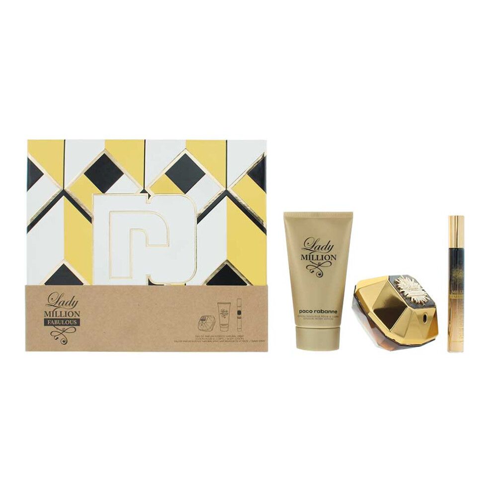 Paco Rabanne Lady Million Fabulous 3 Piece Gift Set: EDP 50ml - EDP 1 For Women