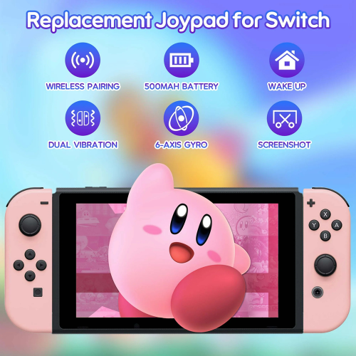 Wireless Joy-Con Rosa – Nintendo Switch & OLED, 2er-Set, 6-Achsen-Gyro, Dual-Vibration, 500mAh Akku, Screenshot 2