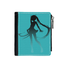 (Hatsune Miku V4 Shadow Art (V1)_306) PU Wallet Compact Bifold with Zipper & Multiple Card Coins Slots Black Stylish Durable Graphic Design Print for Men Women Kids Christmas Gift