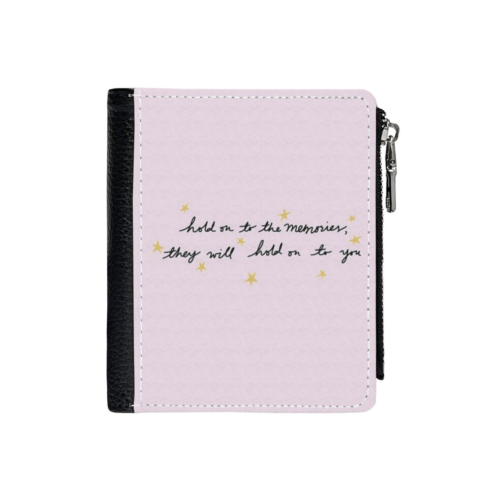 Bearlad (Hold On To The Memories - Taylor Swift_68) Pu Wallet Compact Bifold With Zipper & Multiple Card Coins Slots Black Stylish Durable Graphic Design Prin