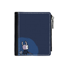 (Hollow Knight - Ghost Of Hallownest_66) PU Wallet Compact Bifold with Zipper & Multiple Card Coins Slots Black Stylish Durable Graphic Design Print for Men Women Kids Christmas Gift
