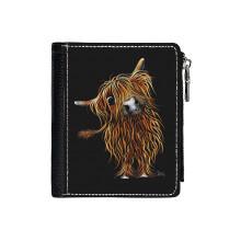 (HiGHLaND CoW PRiNT SCoTTiSH ' CoooWeee ' BY SHiRLeY MacARTHuR_86) PU Wallet Compact Bifold with Zipper & Multiple Card Coins Slots Black Stylish Durable Graphic Design Print for Men Women Kids Christmas Gift